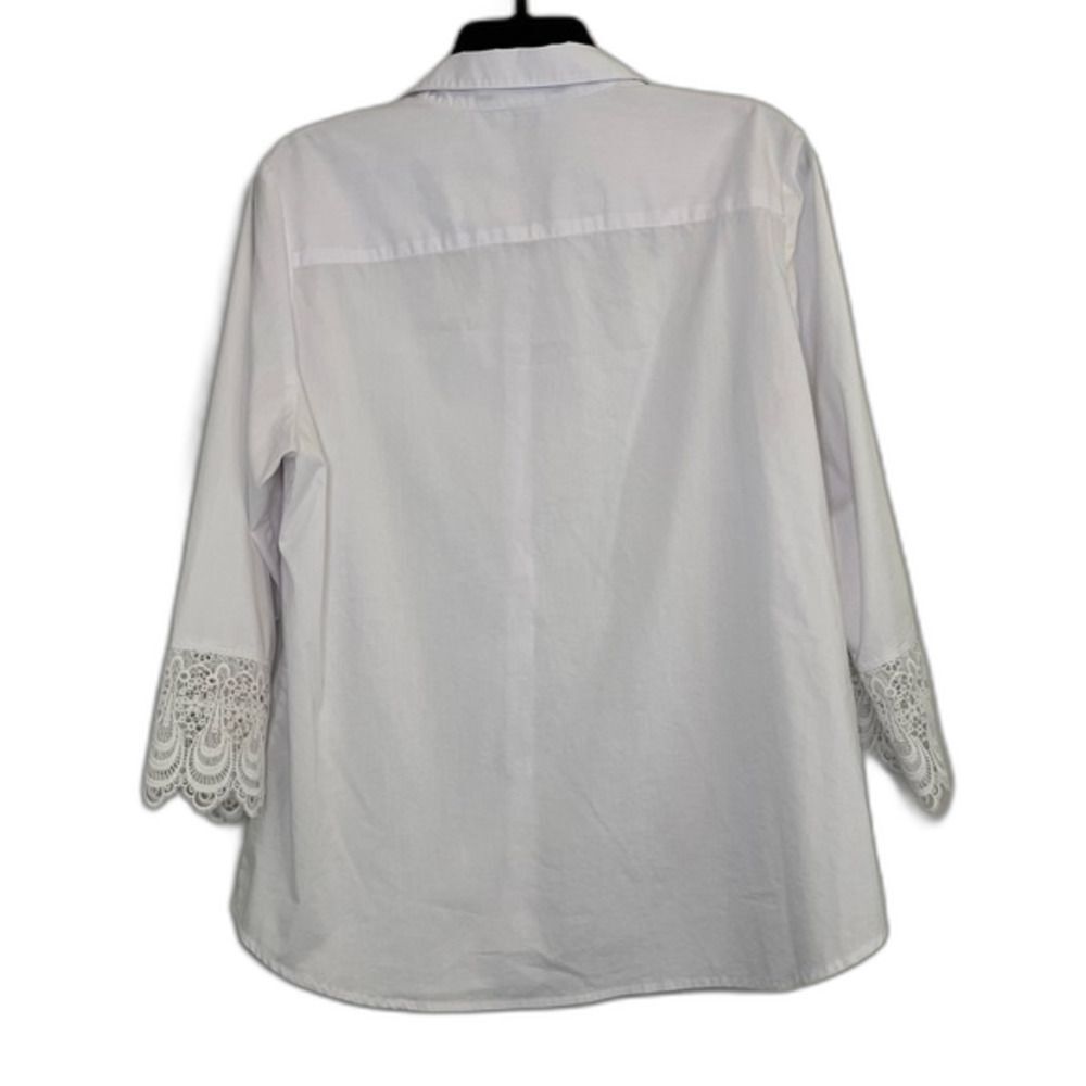 Sharagano White Button Down Collared Top Size Xl - image 2